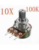 10pcs 200V 0.2W 100K Ohm Potentiometers Single Linear