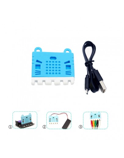 2Pcs Blue Color Cute Pattern Silicone Protective Case for Micro:bit Expansion Board DIY Part