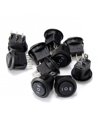 10PCS AC 6A/250V 10A/125V ON/OFF/ON SPDT Round Boat Rocker Switch 3 Position