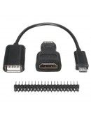 3 in 1 Mini HD to HD Adapter+Micro USB to USB Female Power Cable+40P Pin Kits For Raspberry Pi Zero